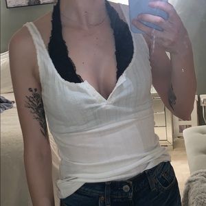 White Ribbed Cami with Buttons